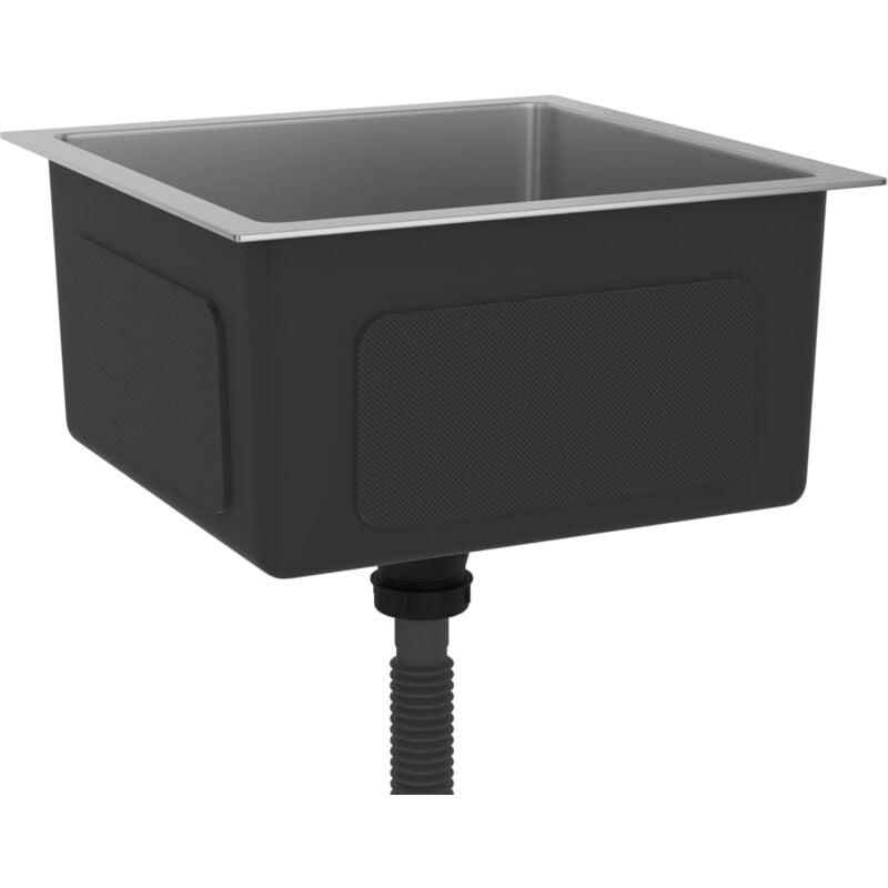 Helloshop26 - Evier de cuisine fait à la main intérieur maison lavabo salle de bain 40 x 40 cm acier inoxydable argenté