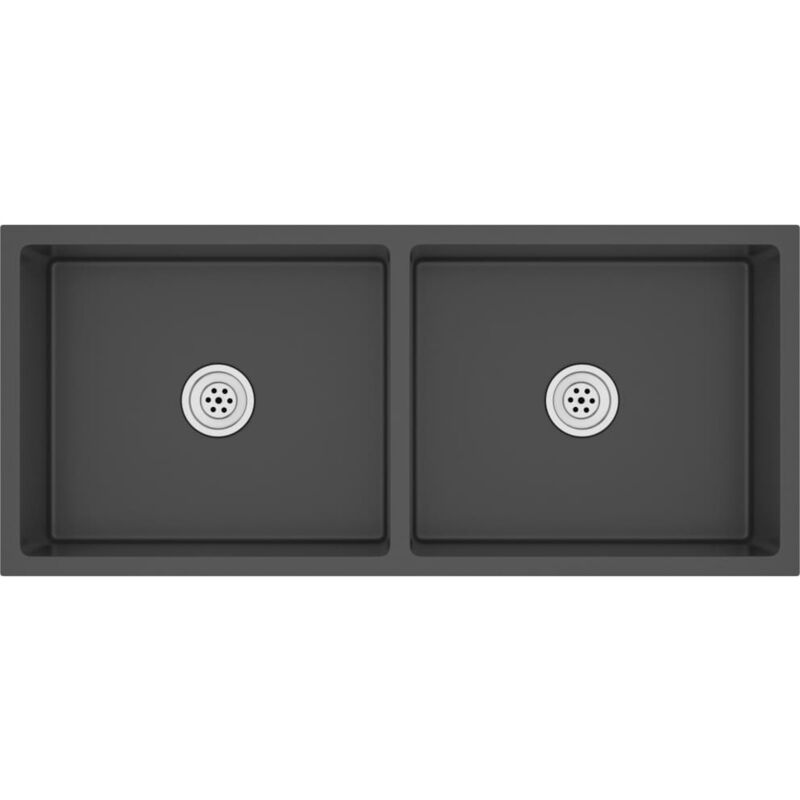 Evier de cuisine fait main lavabo de cuisine salle de bain maison intérieur 100 x 44 cm acier inoxydable noir