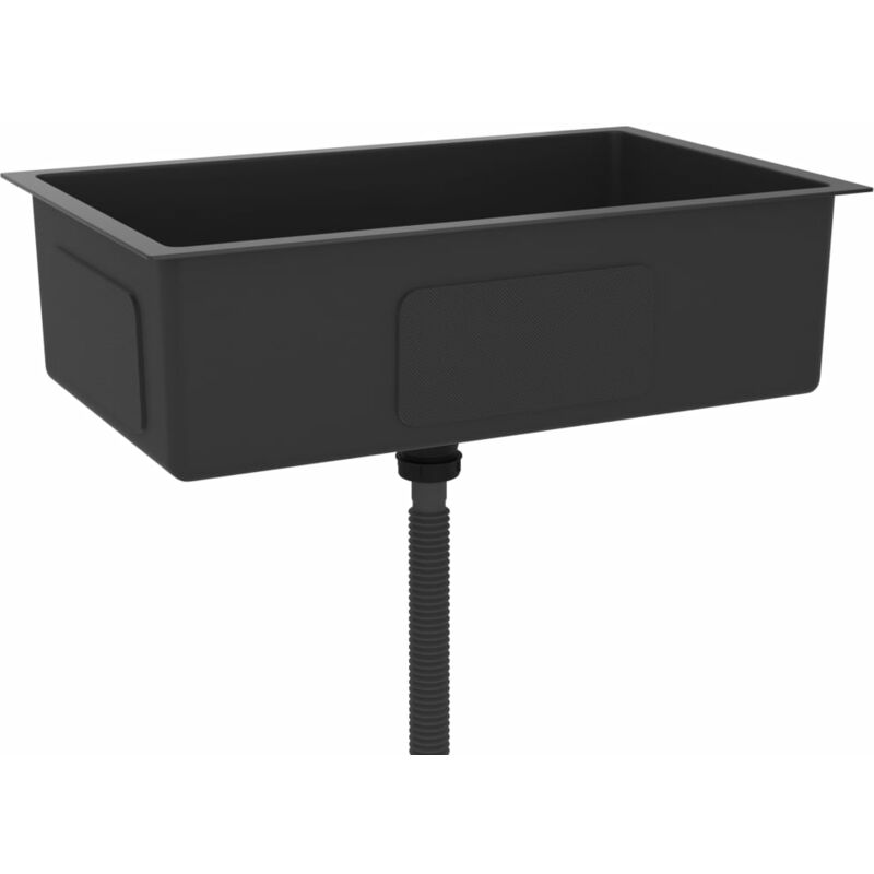 Helloshop26 - Evier de cuisine fait main maison intérieur lavabo de salle de bain 70 x 40 cm acier inoxydable noir