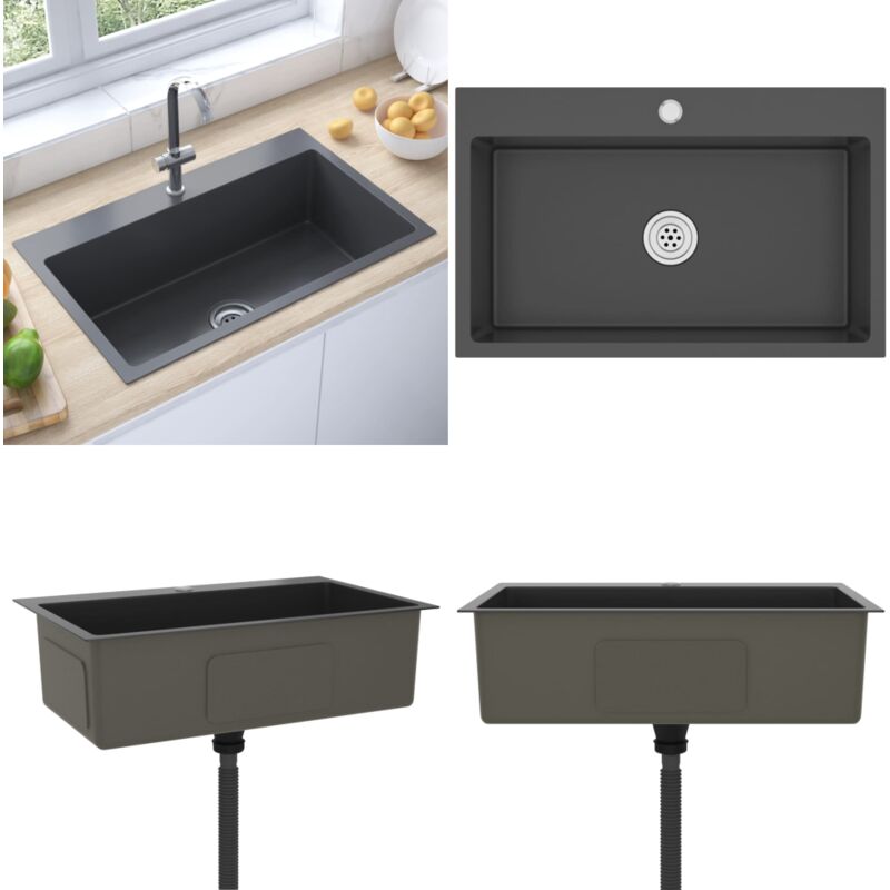 Vidaxl - vier de cuisine fait main Noir Acier inoxydable - évier de cuisine - éviers de cuisine - Home & Living - Noir