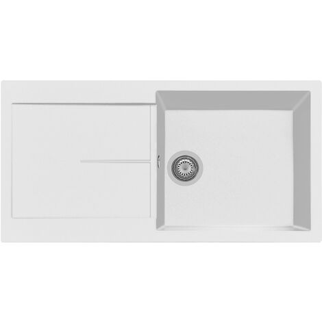 Evier de cuisine granit a 1 bac PLADOS NF9910Â - Blanc Latte