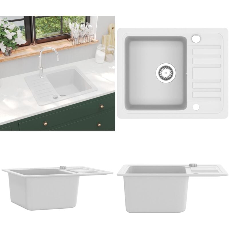Vidaxl - vier de cuisine Granit Blanc - évier de cuisine - éviers de cuisine - Home & Living - Blanc