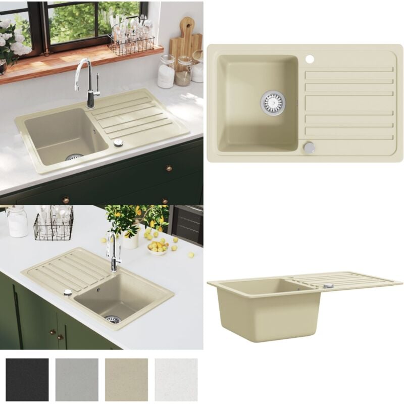 Vidaxl - vier de cuisine Granit Seul lavabo Beige - évier de cuisine - éviers de cuisine - Home & Living - Beige