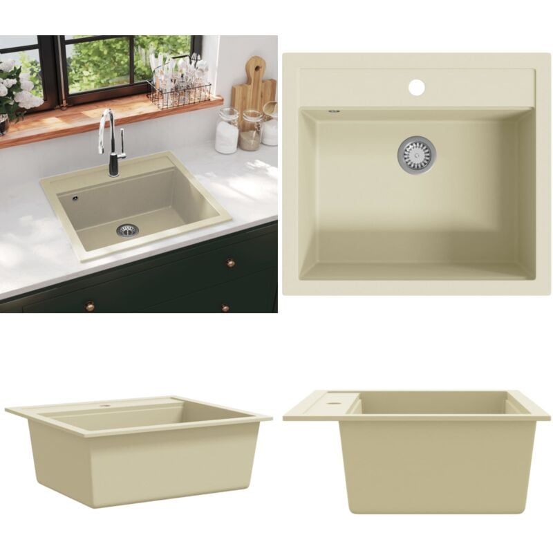 Vidaxl - vier de cuisine Granit Seul lavabo Beige - évier de cuisine - éviers de cuisine - Home & Living - Beige