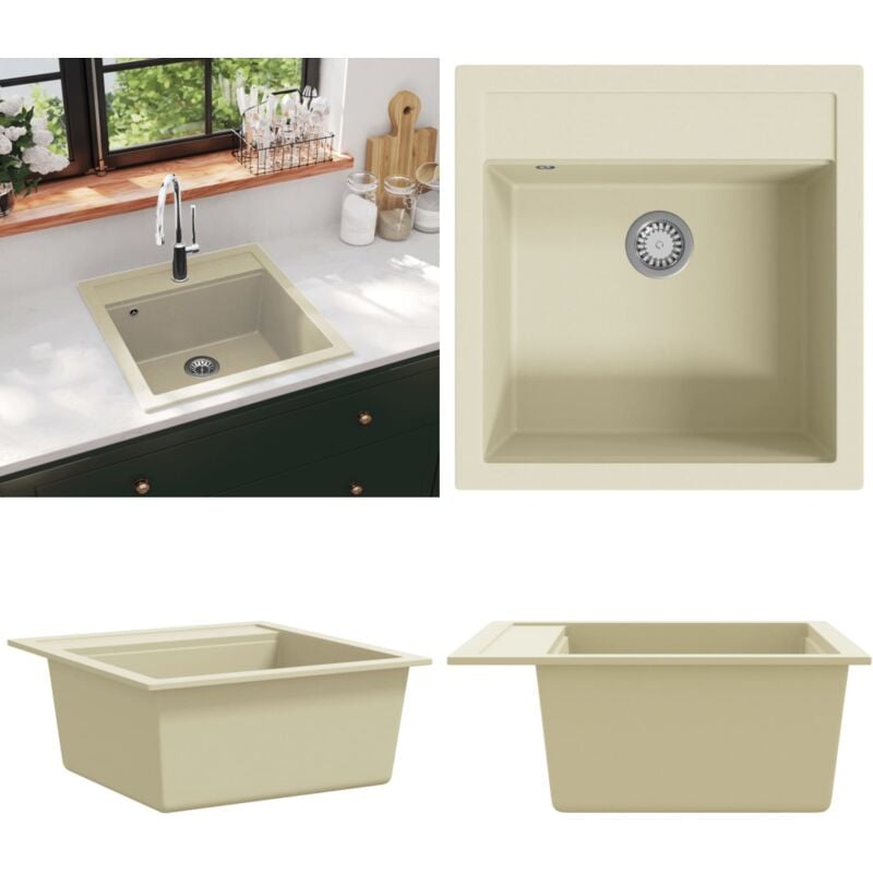Vidaxl - vier de cuisine Granit Seul lavabo Beige - évier de cuisine - éviers de cuisine - Home & Living - Beige