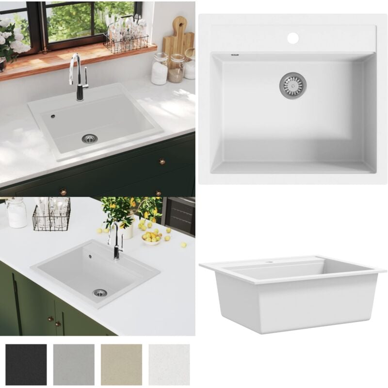 Vidaxl - vier de cuisine Granit Seul lavabo Blanc - évier de cuisine - éviers de cuisine - Home & Living - Blanc