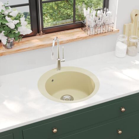 Évier de cuisine, Lavabo, Vasque Granit Seul lavabo Rond Beige FR739263 DESIGN IN