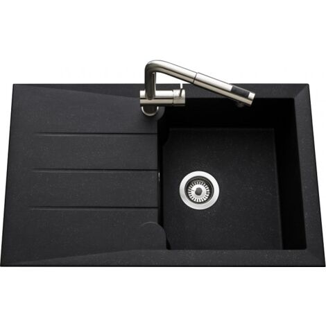 Évier de cuisine noir MAJORQUE - L 810 X l 500 X P 210 mm - sous-meuble 50 cm - Aquatop