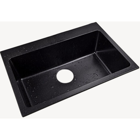 Evier de cuisine simple 680 mm - granit noir mat - Lotus