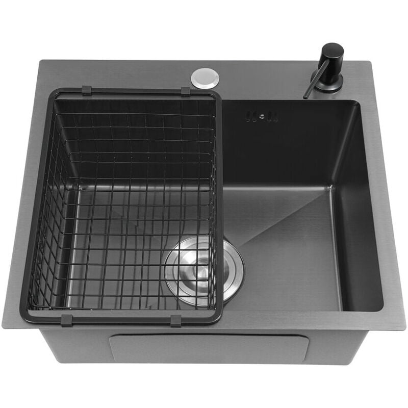Évier de cuisine sous plan à un bac en acier inoxydable noir 40X45cm