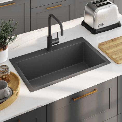 Évier de cuisine-Vasque de cuisine fait main Noir Acier inoxydable 745770