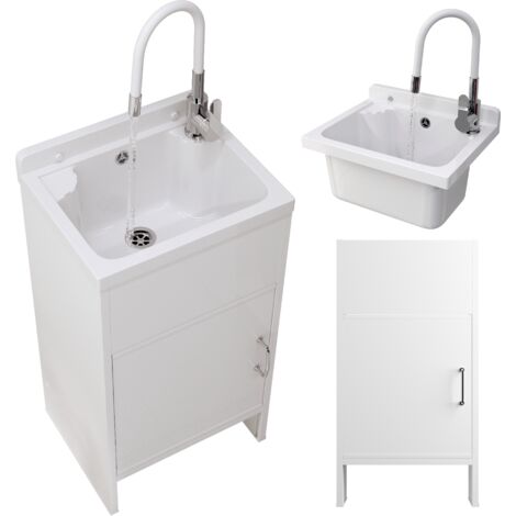 ÉVIER DE FERME BLANC BOL FLEXIBLE MÉLANGEUR PVC ENSEMBLE D'ARMOIRE LOMA