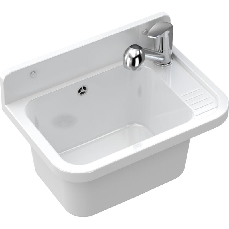 Granitan - vier de ferme cuvette blanc garage paron robinet bec extractible chrome main