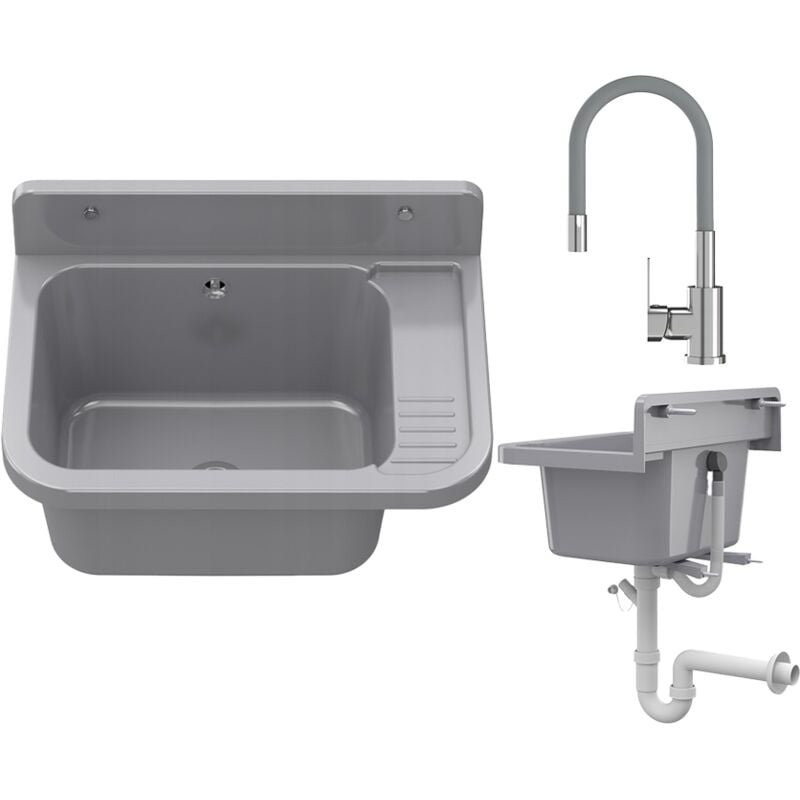 Granitan - Evier de ferme gris mitigeur technique a compartiment avec bec flexible paron 84802632