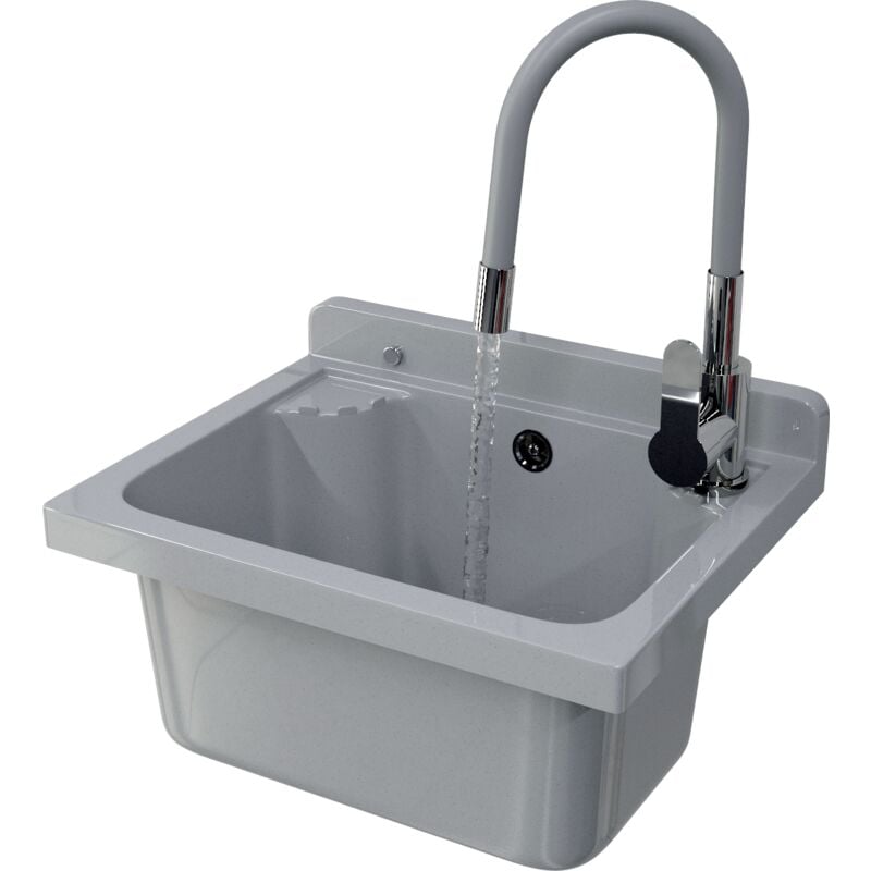 Granitan - vier de ferme mitigeur technique gris avec bec flexible loma