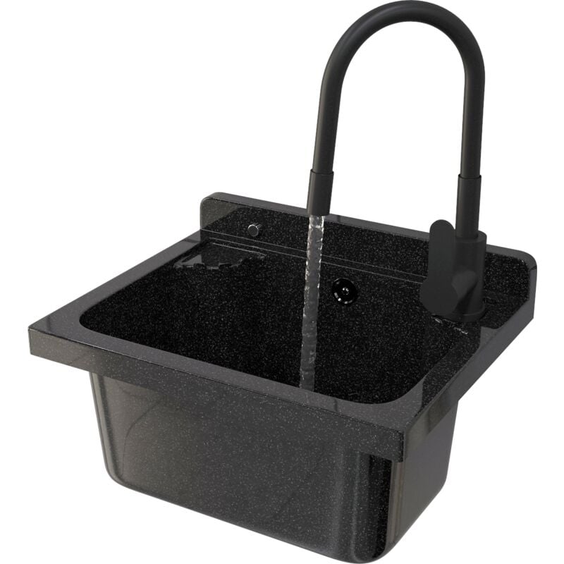 Granitan - vier de ferme noir mélangeur avec bec flexible loma