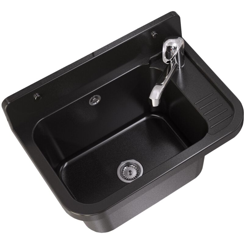 Granitan - vier de ferme noir robinet de garage chromé ensemble technique paron