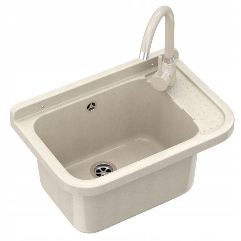 Granitan - Evier de ferme panier a linge melangeur beige 85111869