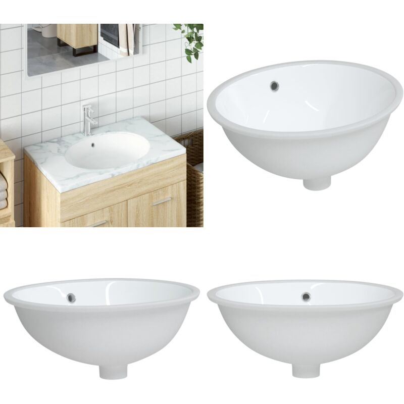 Vier de salle de bain blanc 47x39x21 cm ovale céramique - Évier De Salle De Bain - Lavabo - Lavabo Céramique - Évier Ovale - Meuble De Salle De Bain