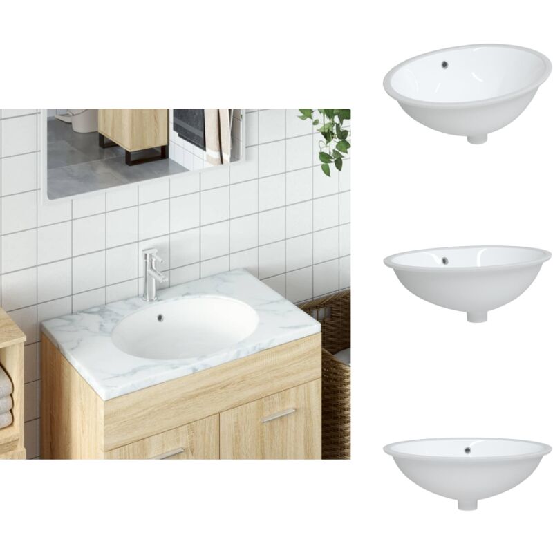 Vidaxl - vier de salle de bain blanc 56x41x20 cm ovale céramique - Évier De Salle De Bain - Lavabo Céramique - Lavabo Blanc - Lavabo Oval