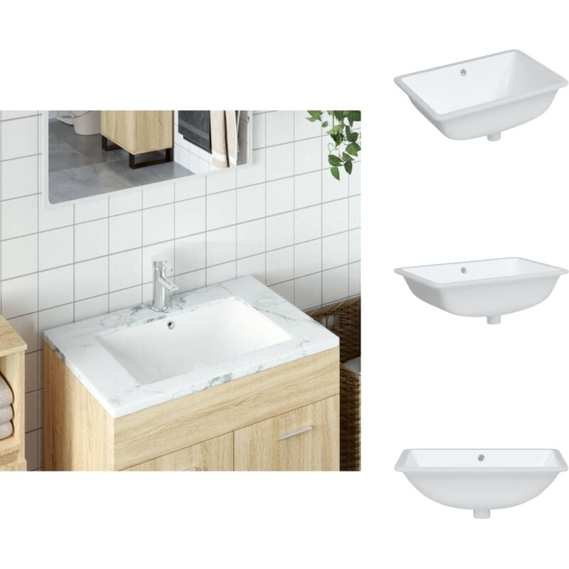 Vidaxl - vier de salle de bain blanc 60x40x21cm rectangulaire céramique - Évier De Salle De Bain - Lavabo Céramique - Lavabo Blanc - Meuble Salle De