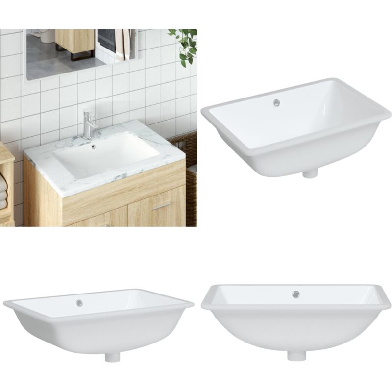 Vidaxl - vier de salle de bain blanc 60x40x21cm rectangulaire céramique - Évier De Salle De Bain - Lavabo Céramique - Lavabo Blanc - Meuble Salle De