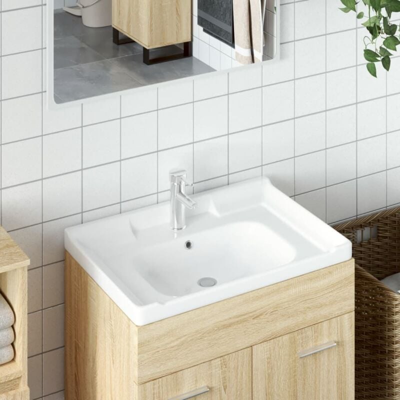 Vidaxl - vier de salle de bain blanc 71x48x23cm rectangulaire céramique