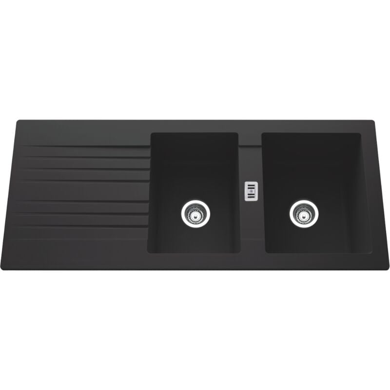 Vier résine noir pluton 2 bacs 1 égouttoir