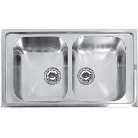 Évier double 2 bacs en acier inoxydable RIVERA 86x50 cm