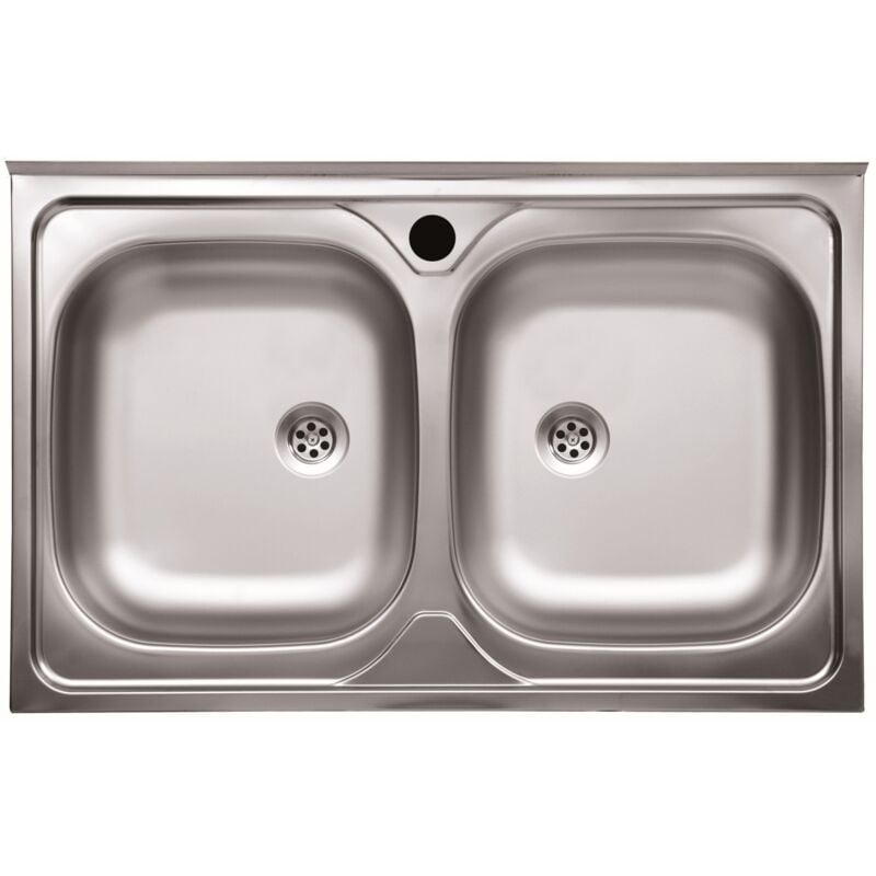 Samet - Evier double bac 80x50 cm avec surface satinée - N214