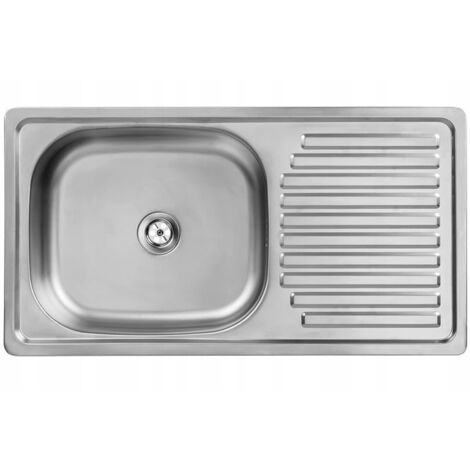 Évier en acier 1 bac avec égouttoir 40x75cm avec siphon + trou