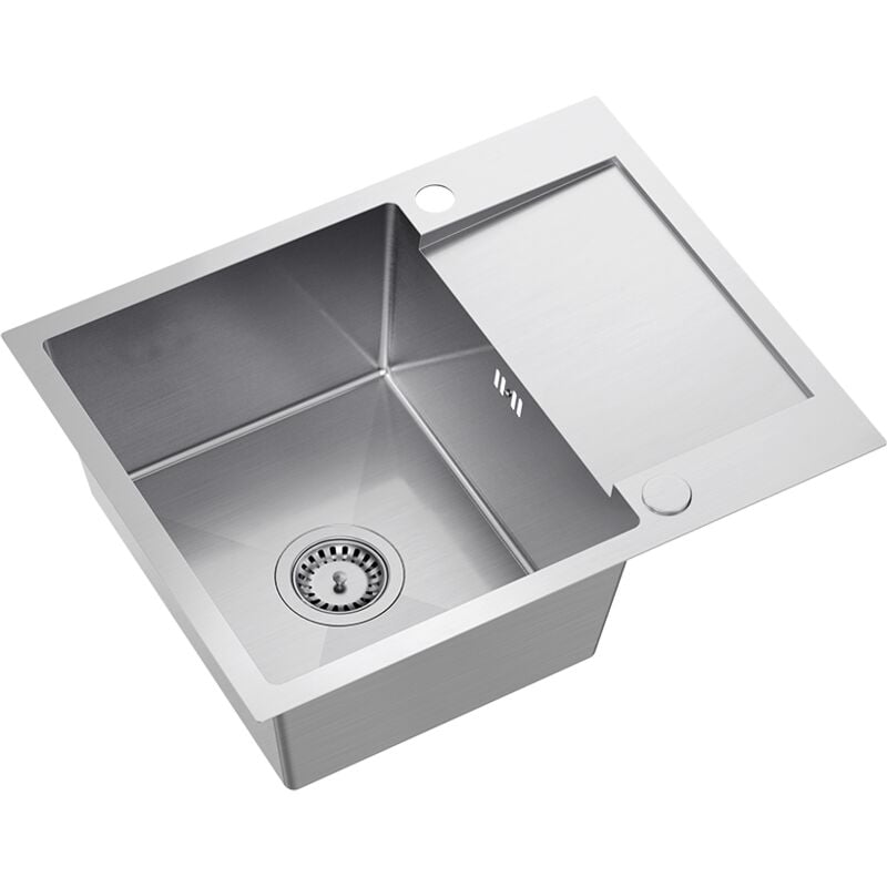 Granitan - vier en acier à un bac avec égouttoir chrome cuisine argent ASPE60