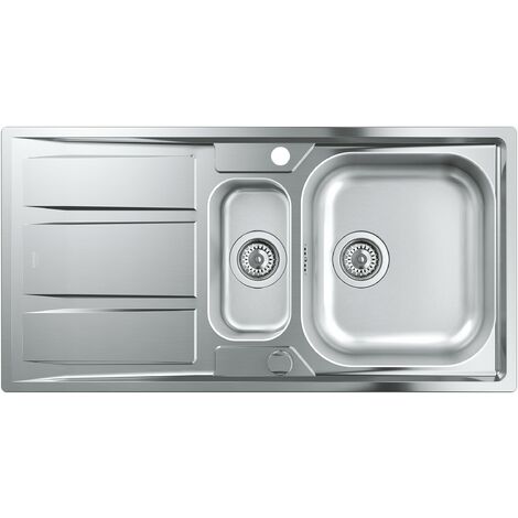 Évier en acier inoxidable GROHE K400 à un bac et demi avec égouttoir