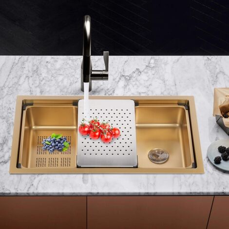 Évier en acier inoxydable 304 de 30 × 18 × 9 pouces Évier de cuisine Évier encastré Évier en acier inoxydable Évier doré Lavabo