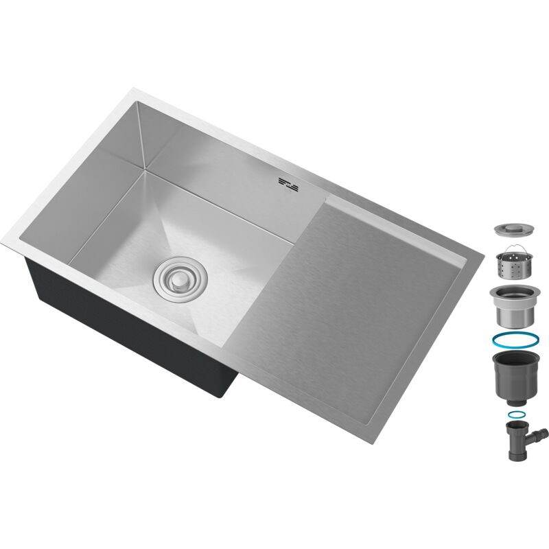 Laveo - vier en acier inoxydable avec vidange sous plan 1 compartiment 78x44