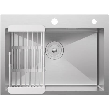Évier en acier inoxydable durable et antirouille, évier de cuisine rectangulaire poli, évier avec siphon