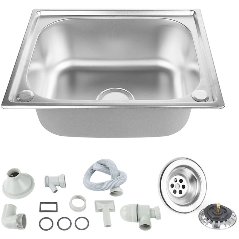 Haloyo - vier en acier inoxydable, évier de cuisine, évier de cuisine durable et élégant, évier encastré en acier inoxydable, incl. Trop-plein et