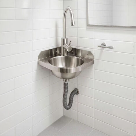 Évier en acier inoxydable, lavabo d'angle mural, mini-évier triangulaire, évier professionnel, installation facile, pour cuisine