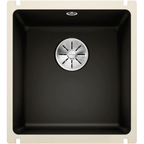 Évier en céramique Subline 375-U - Sous-meuble de 45 cm - 414 x 456 x 185 mm - Noir - Vidage manuel - Blanco