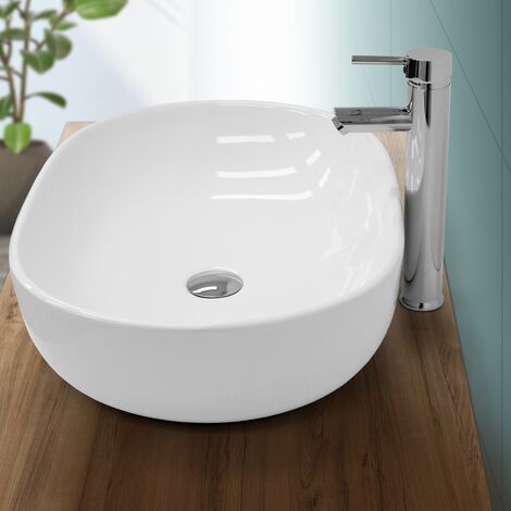 Vasque à poser Lavabo Design rond 52cm moderne Lavabo céramique Blanc 
