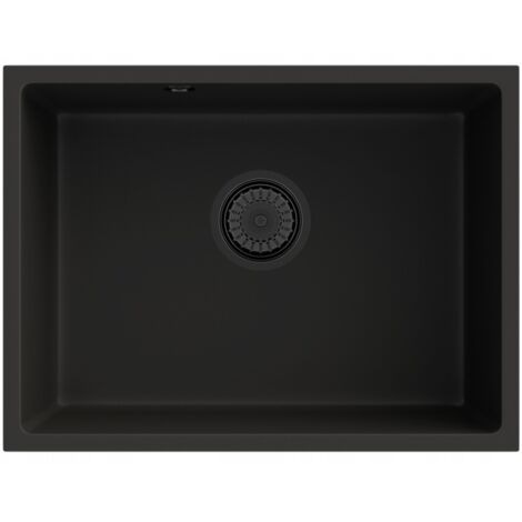 Évier en Granit à Encastrer Manado 60 avec Siphon et GraniProtect Noir