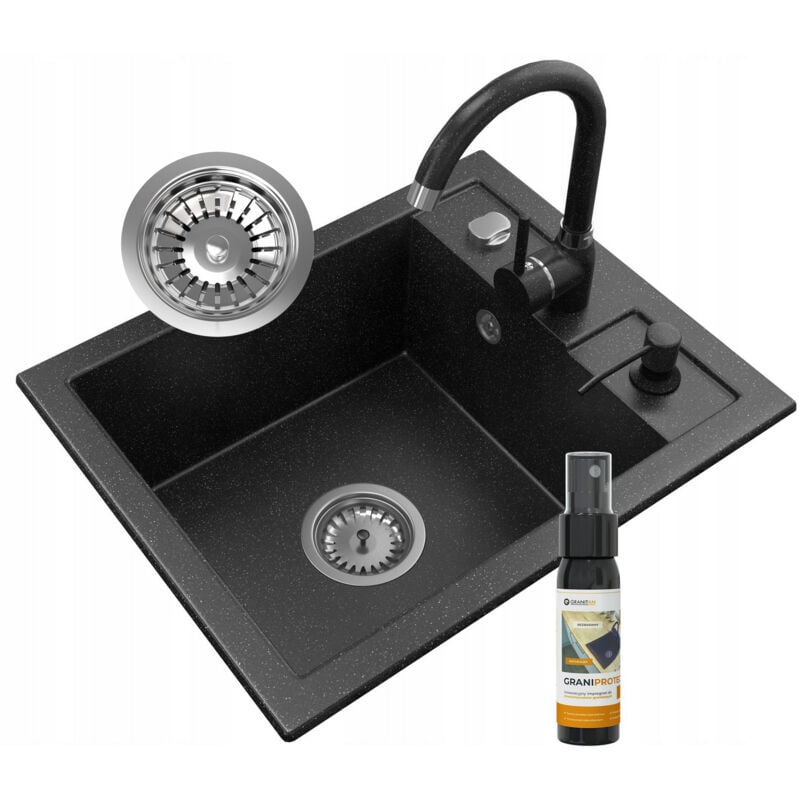 Granitan - vier en granit à un bac siphon automatique