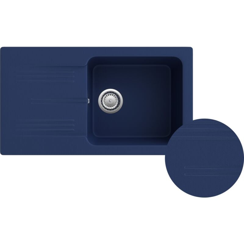 Granitan - vier en granit avec égouttoir bleu marine siphon chromé ada