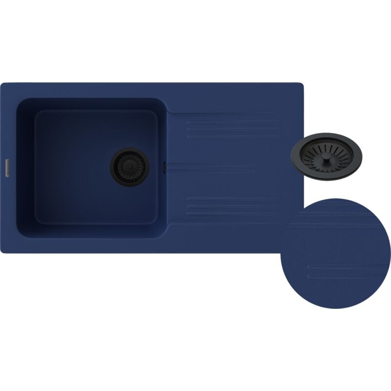 Granitan - vier en granit avec égouttoir bleu marine siphon noir ada