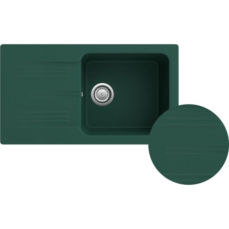 Granitan - vier en granit avec égouttoir bouteille vert siphon chromé vert ada