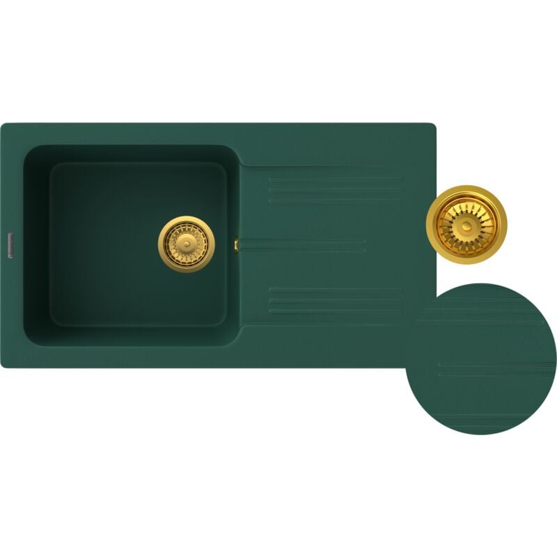 Granitan - vier en granit avec égouttoir bouteille vert vert siphon gold ada