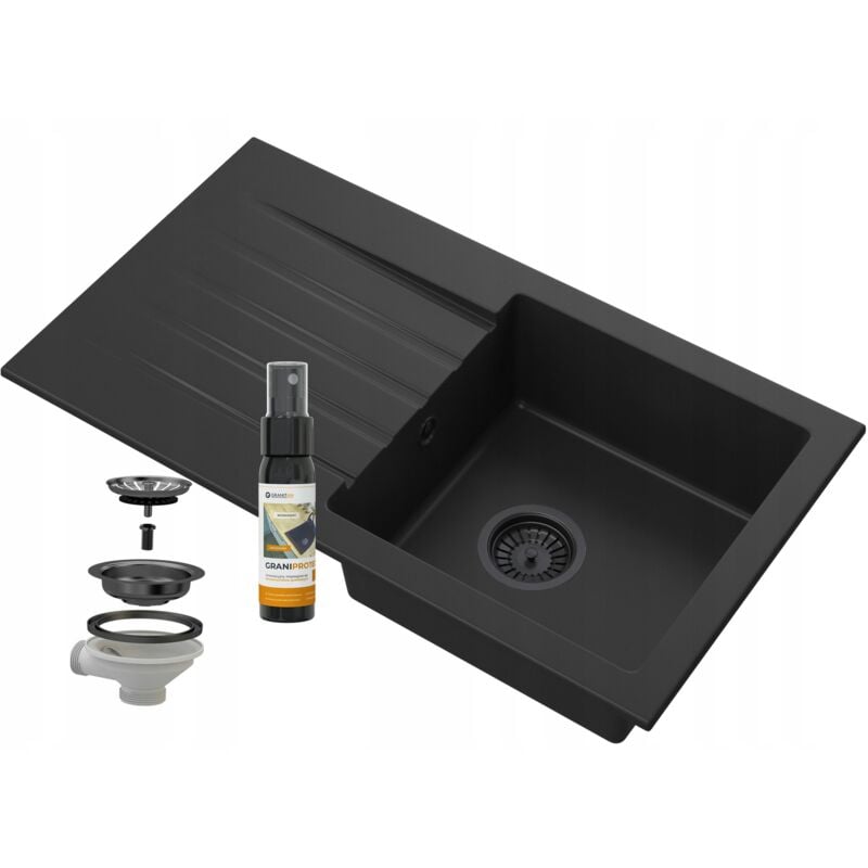 Granitan - vier en granit avec égouttoir siphon noir