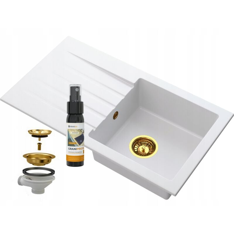 Granitan - vier en granit avec égouttoir siphon or