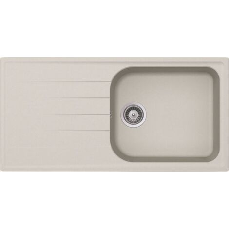 Évier en granit beige 100x50 cm – Évier à encastrer 1 bac réversible – Vidage manuel inclus – Meuble sous évier 60 cm minimum – Schock