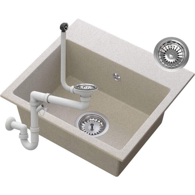 Granitan - vier en granit beige avec siphon chromé milos